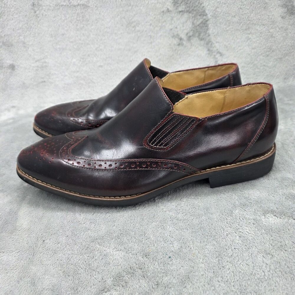 Sandro Moscoloni Men's Leather Wingtip Loafers Burgandy Size 10D Shoes
